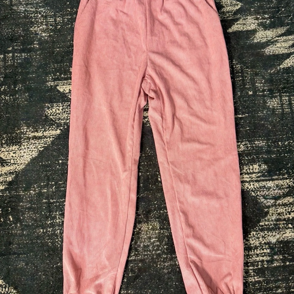 Women's Corduroy Jogger Trousers in Rose Pink
